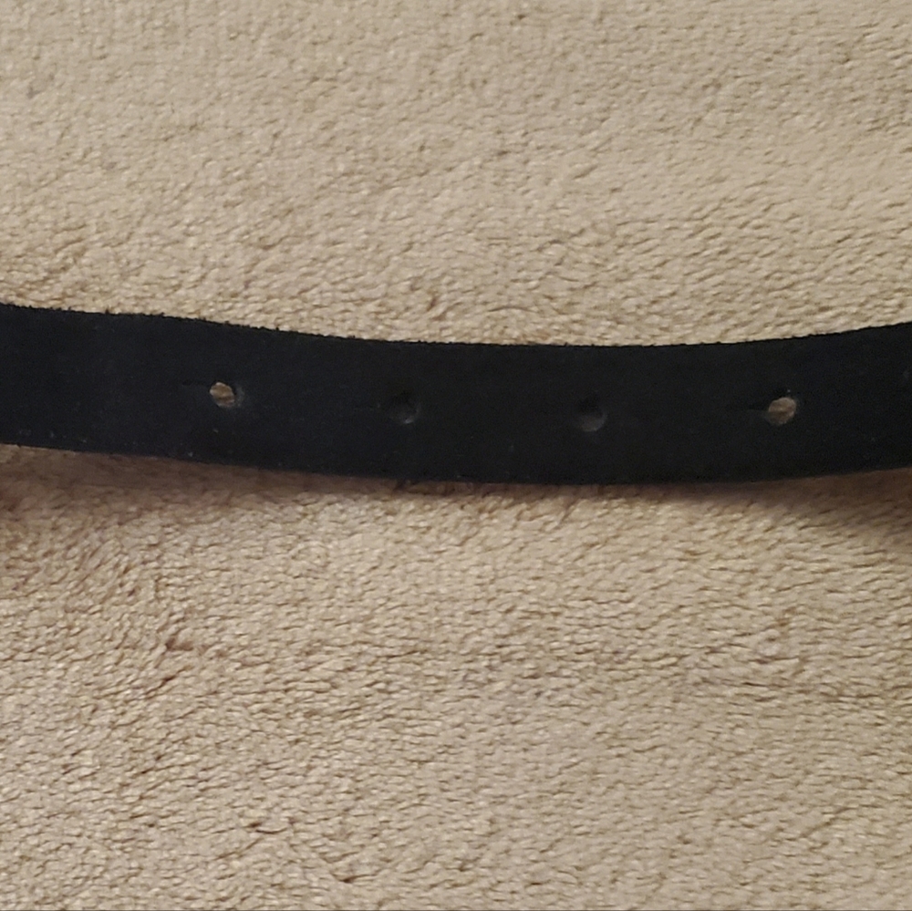 Black Suede Rodeo Boho Genuine Leather Belt Medium Made In Italy - Picture 8 of 13
